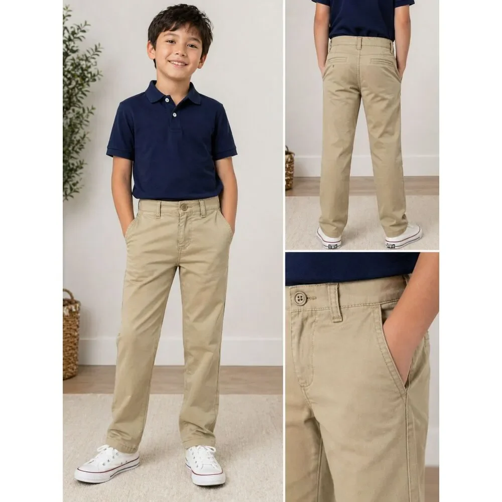 Gap Kids Pants Size 8 Khaki Fleece Lined Straight Leg Chino Warm School NWT